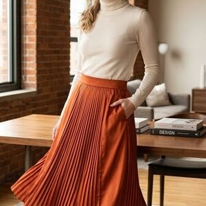 Banana Republic Elegant Orange Pleated Skirt